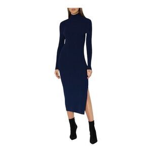 Milly Navy Blue Bustier Turtleneck Dress Size Medium